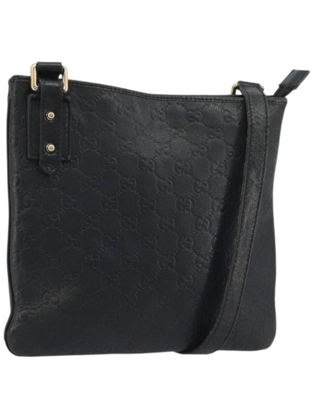 Authentic GUCCI GG Canvas Guccissima Bag Leather Outlet Black Gold 239347